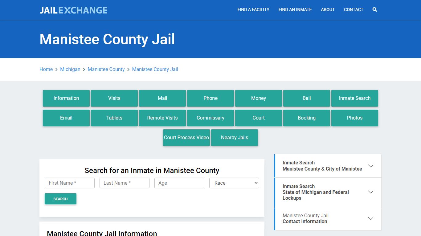 Manistee County Jail Roster Lookup, MI, Inmate Search